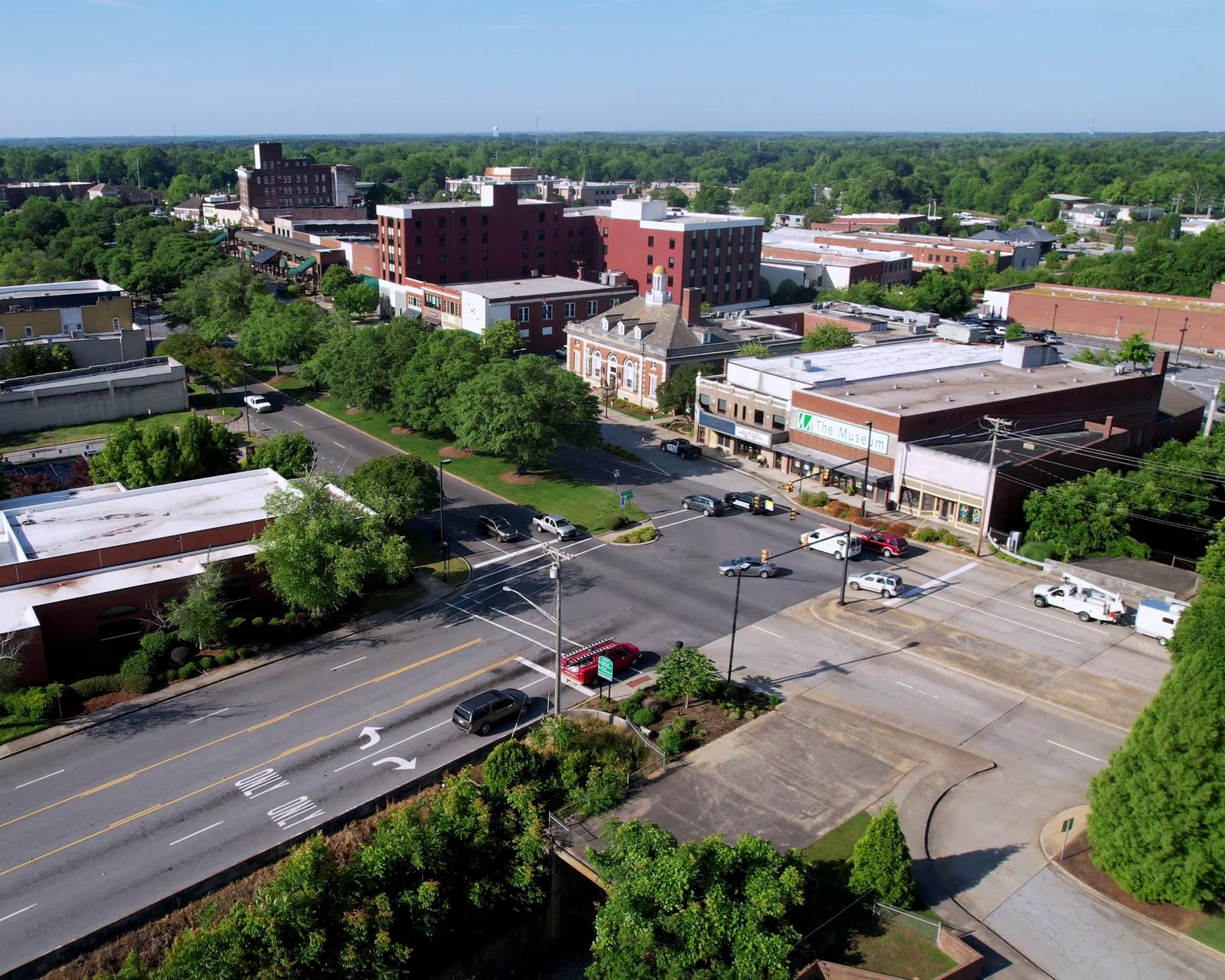 Aerial view of Uptown Greenwood, South Carolina